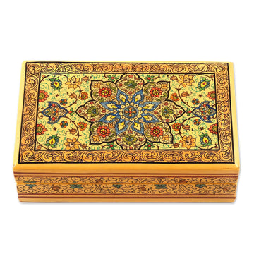 Hand Painted Papier Mache Decorative Floral Box - Floral Nobility