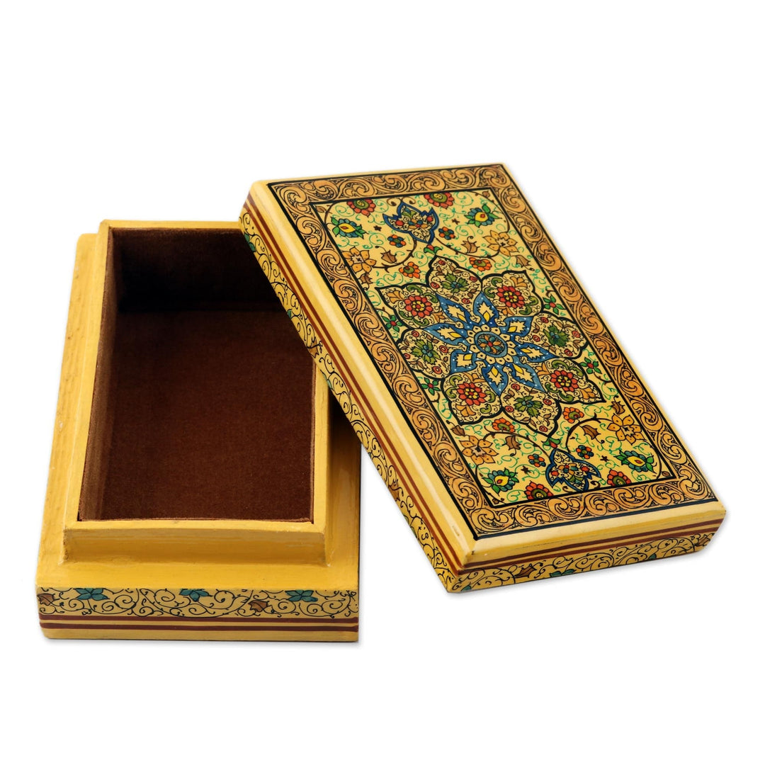 Hand Painted Papier Mache Decorative Floral Box - Floral Nobility