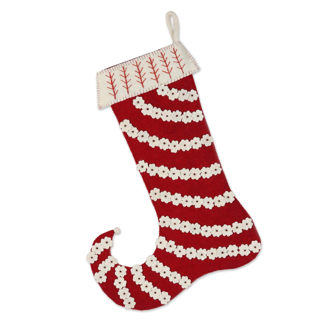 Wool Stocking - Floral Christmas