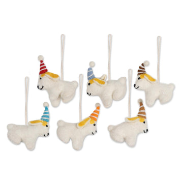 Wool Ornaments - Set of 6 - Snow Pups