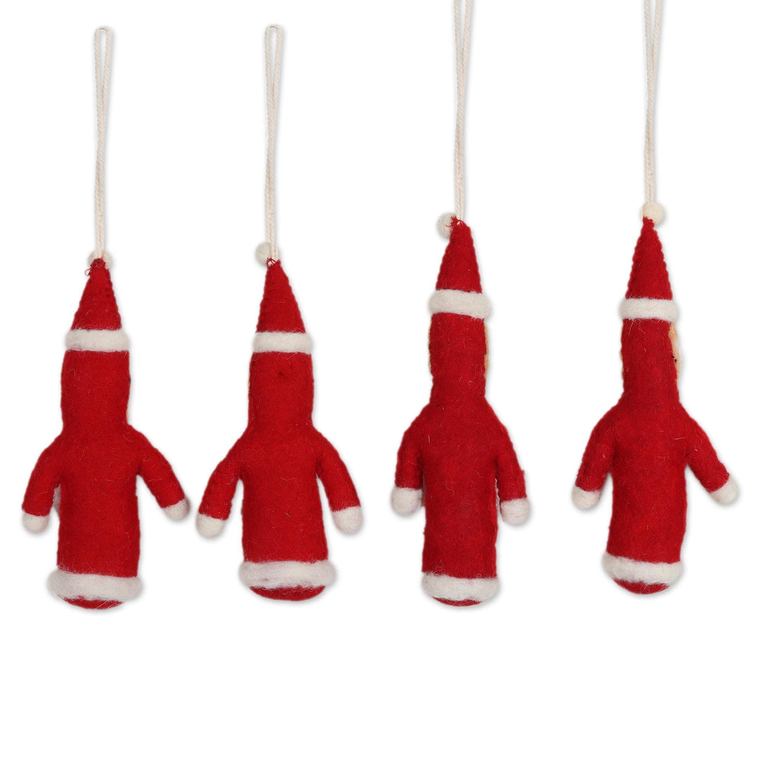 Wool Ornaments - Set of 4 - Santa Greetings