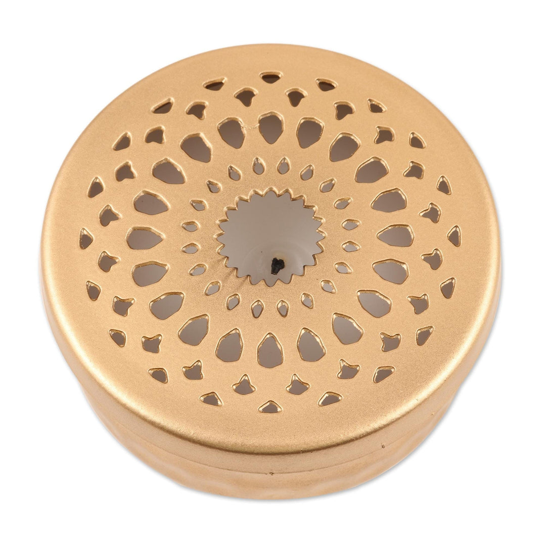 Gold Finish Steel Tealight Candleholder - Dancing Light