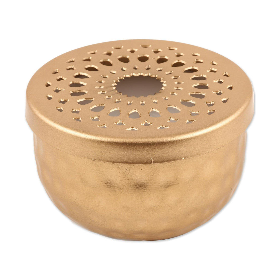 Gold Finish Steel Tealight Candleholder - Dancing Light