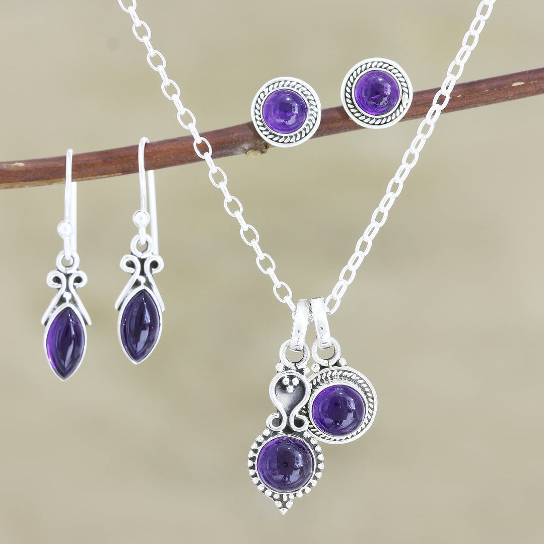 NEW Sterling Lavender popular Stone Jewelry Set