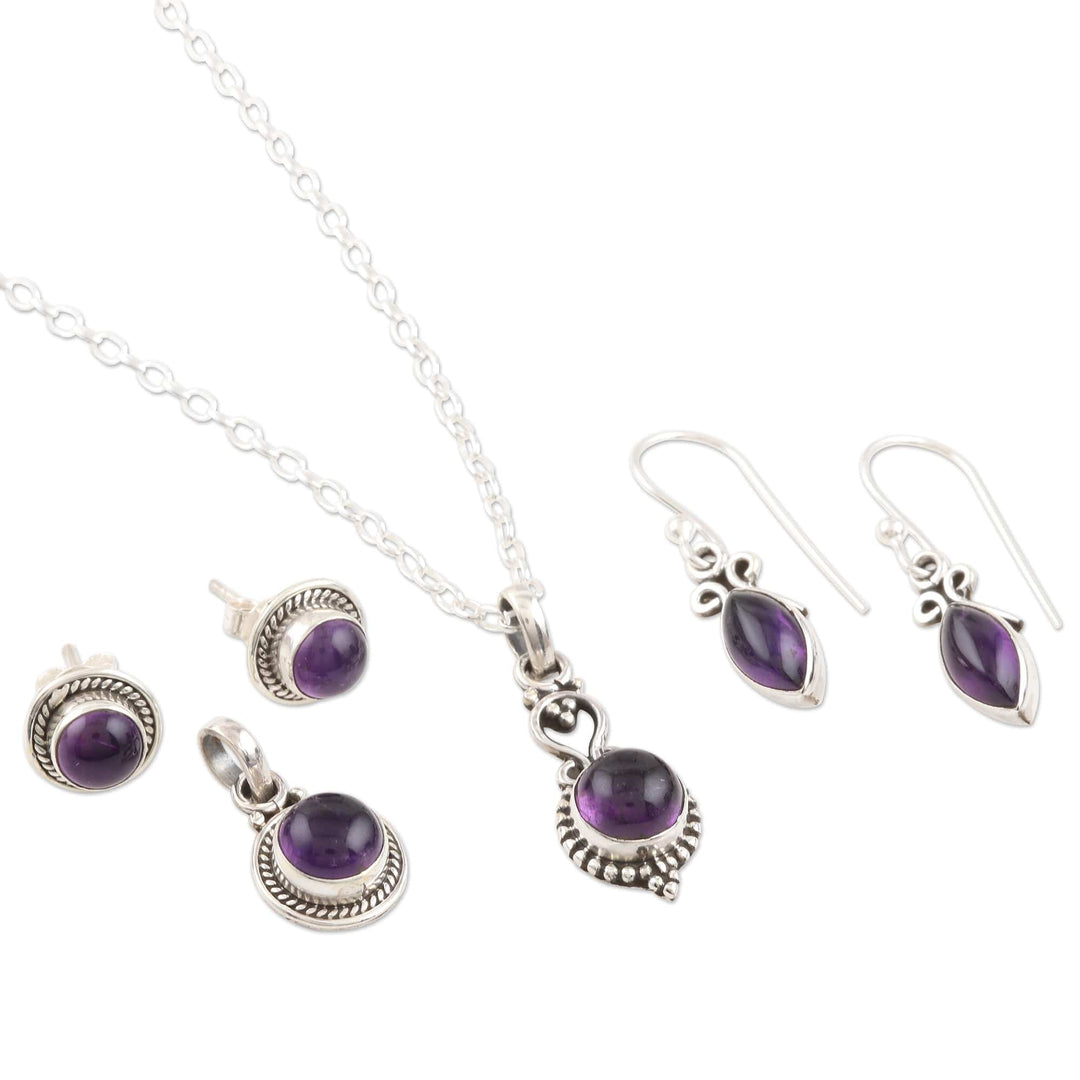 Handmade Amethyst and Sterling Silver Jewelry Set - Passionate Purple