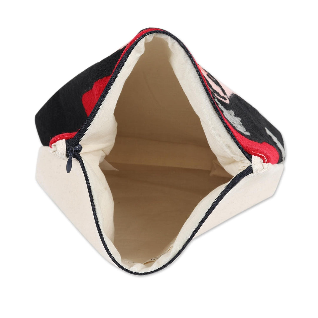 Artisan Made Embroidered Cotton Cosmetic Bag - Delhi Glamour