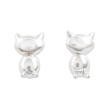 Sterling Silver Cat Stud Earrings - Kitty Craft