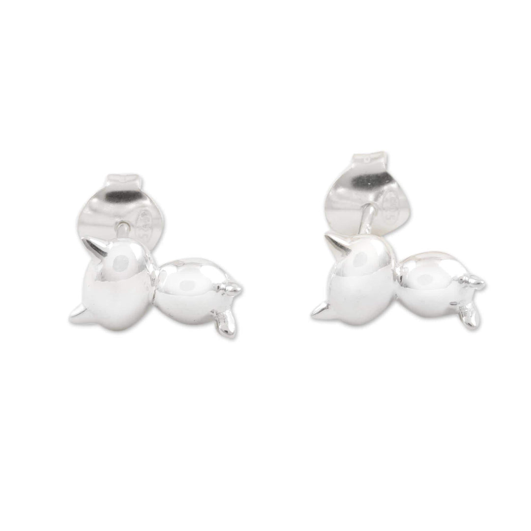 Sterling Silver Cat Stud Earrings - Kitty Craft