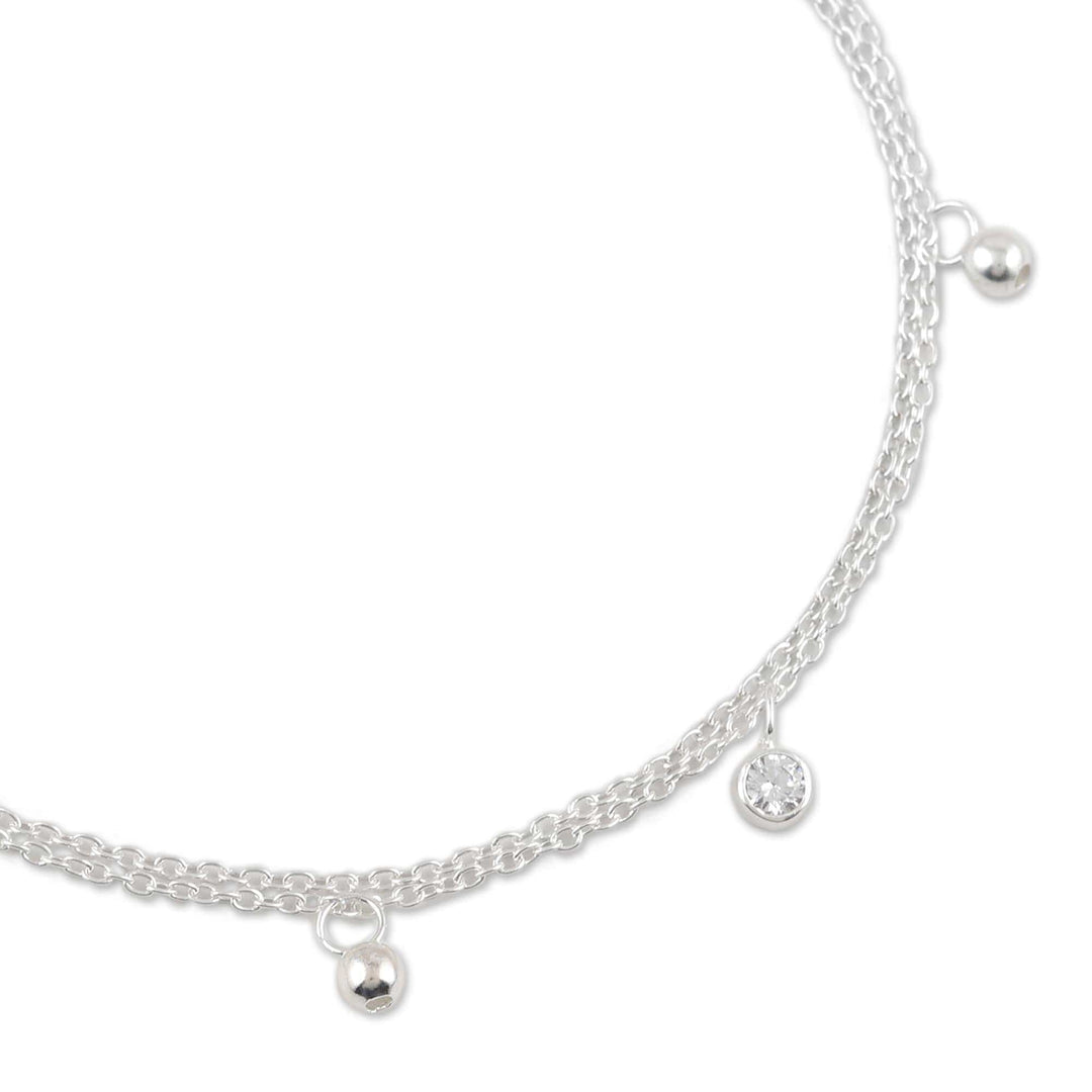 Cubic Zirconia and Sterling Silver Charm Anklet - Shine and Sparkle