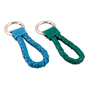 Braided Leather Key Fobs (Pair) - Trendy Duo