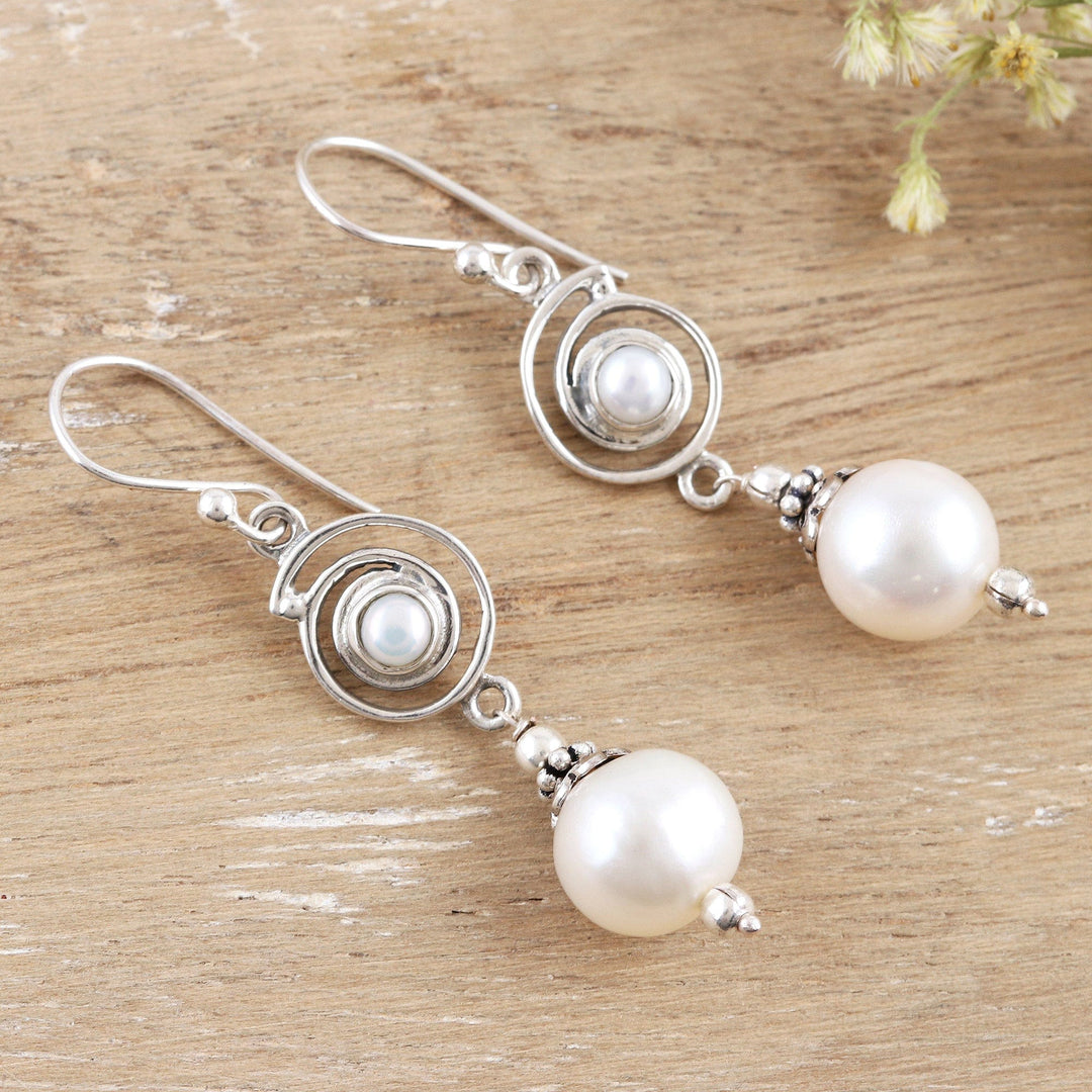 Sterling Silver and Cultured Pearl Dangle Earrings - Elevation