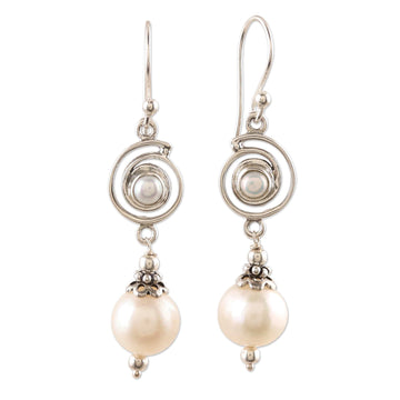 Sterling Silver and Cultured Pearl Dangle Earrings - Elevation