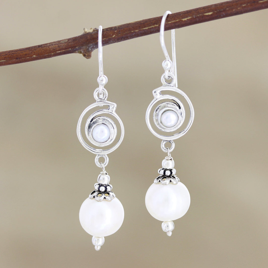 Sterling Silver and Cultured Pearl Dangle Earrings - Elevation