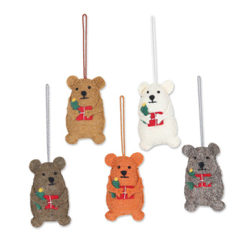 Wool Ornaments - Set of 5 - Bearing Gifts