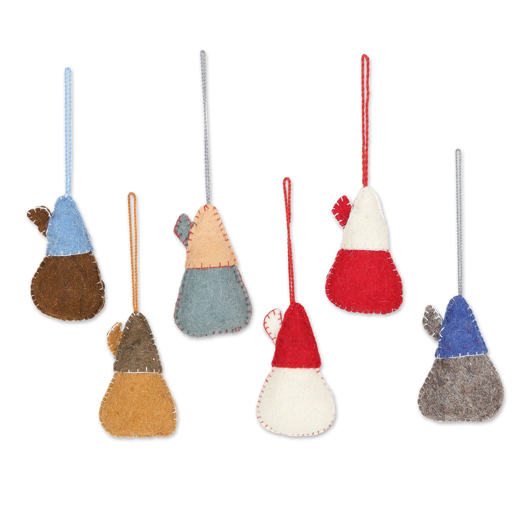 Wool Ornaments - Set of 6 - Holiday Homes