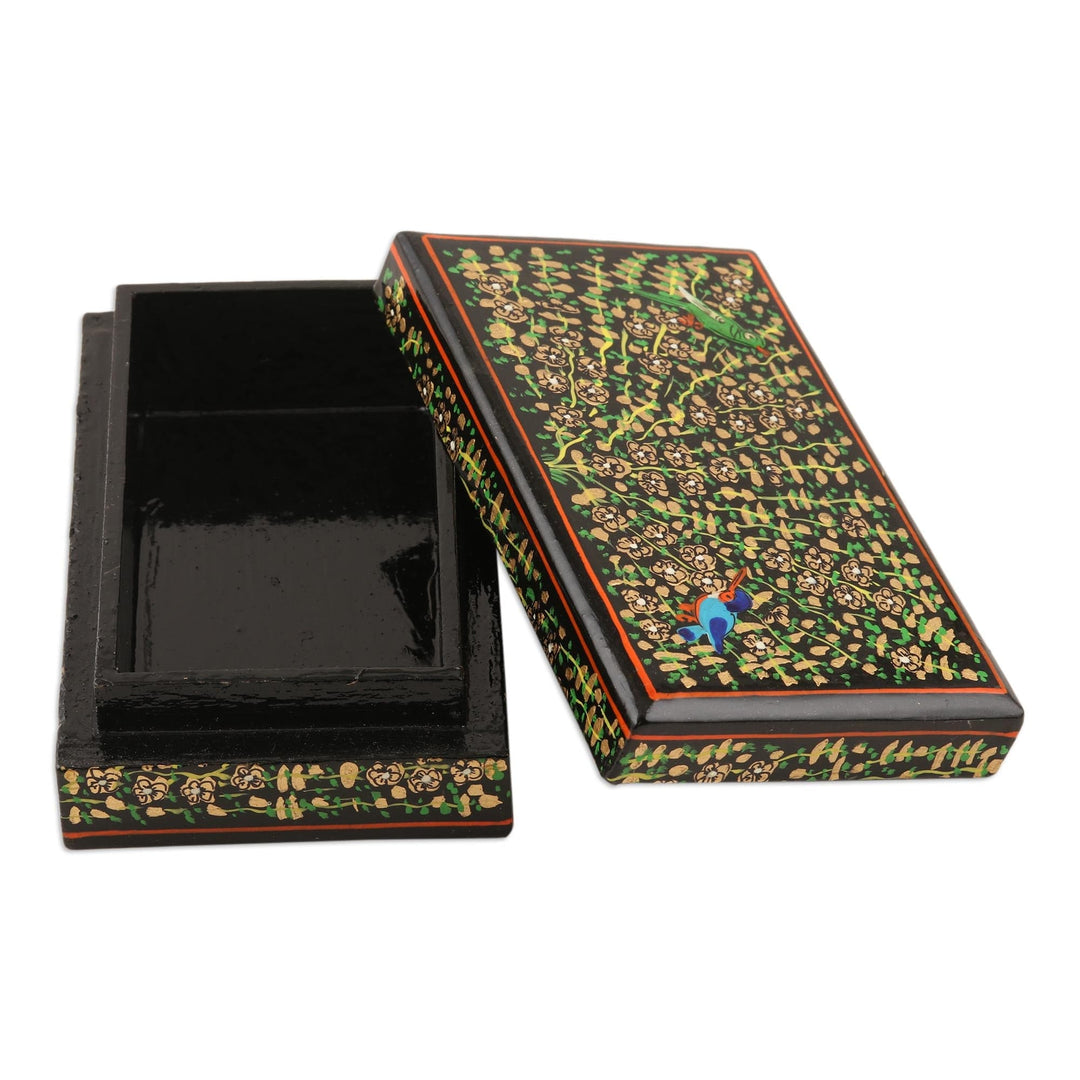 Handmade Decorative Wood and Papier Mache Box - Sing-Song in Black