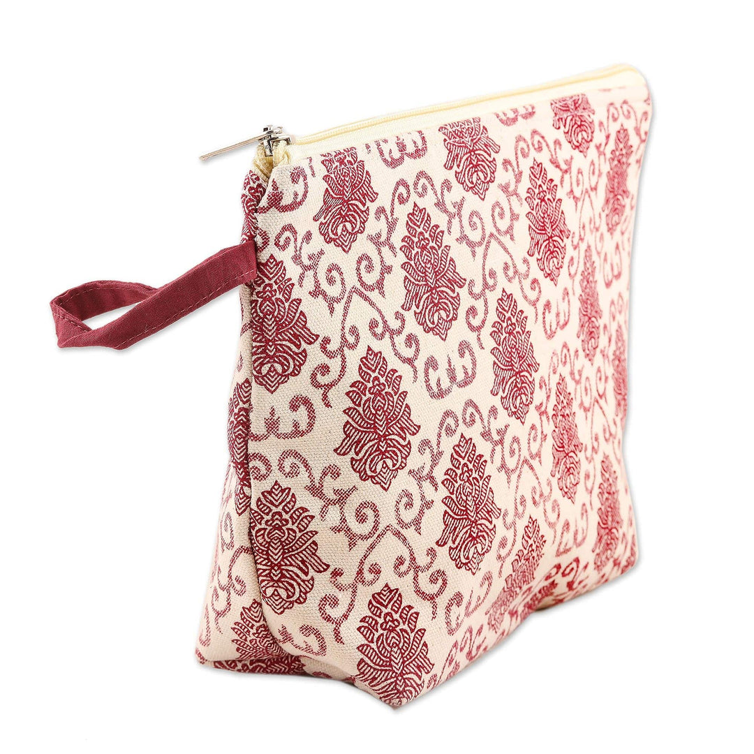 Screen Printed Zippered Pouch in 100% Cotton with Strap - Sharda Tote