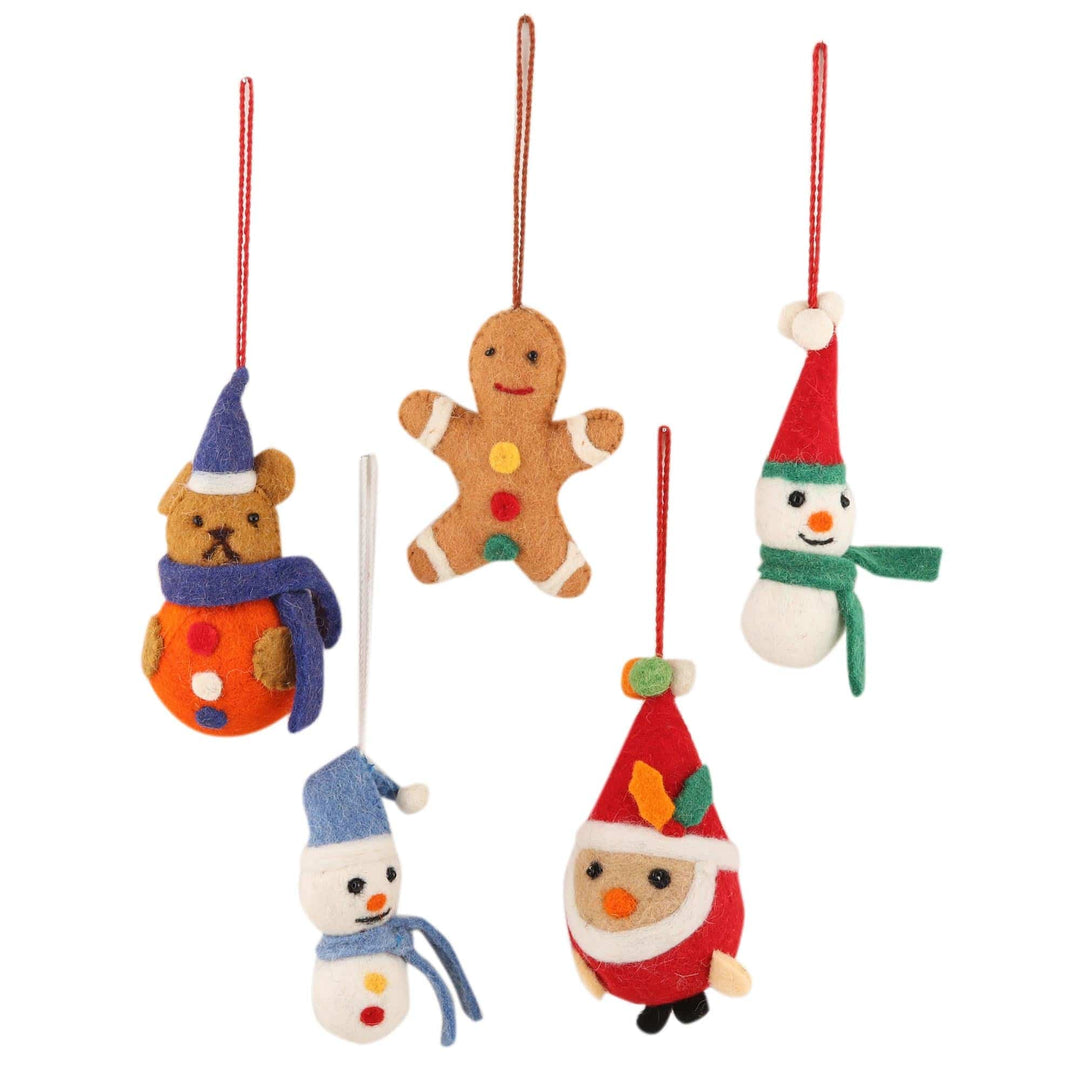 Wool Ornaments - Set of 5 - Christmas Friends