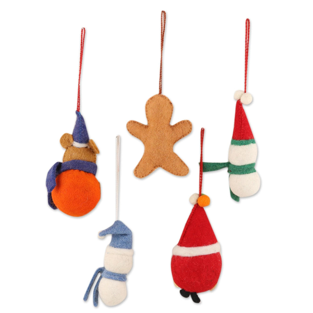 Wool Ornaments - Set of 5 - Christmas Friends
