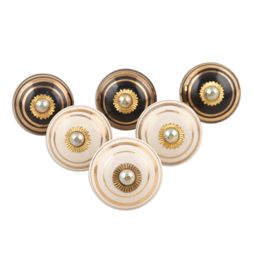 Handcrafted Ceramic Knobs from India (Set of 6) - Winter Palace