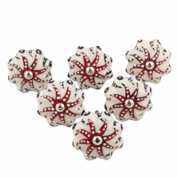 Hand Made Ceramic Knobs from India (Set of 6) - Star Saga