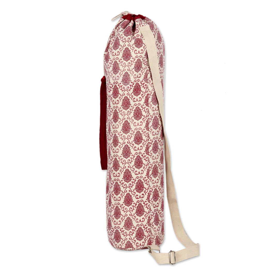Cotton Yoga Mat Carrier with Adjustable Strap - Mughal Art