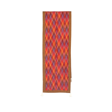 Indian Reversible Cotton Table Runner with Tassels - Crimson Sides