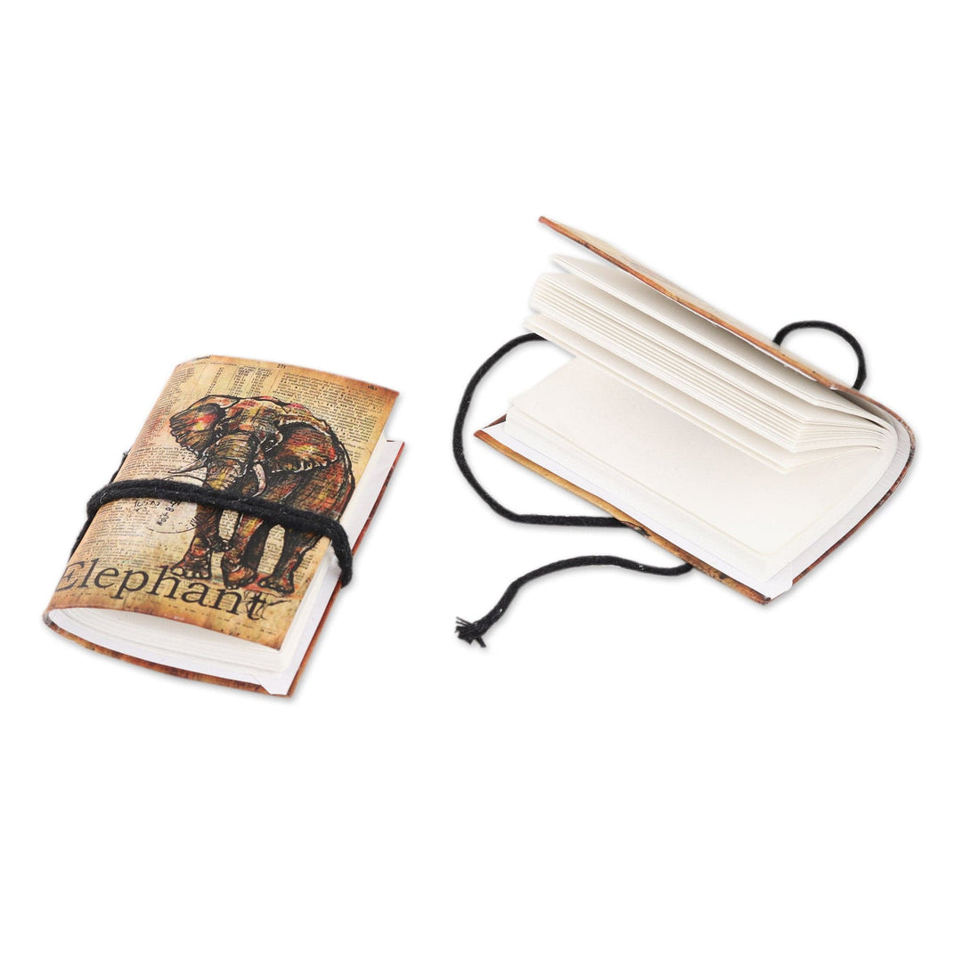 Paper Mini-Journals with Screen-Printed Covers (Pair) - Elephant Adventure