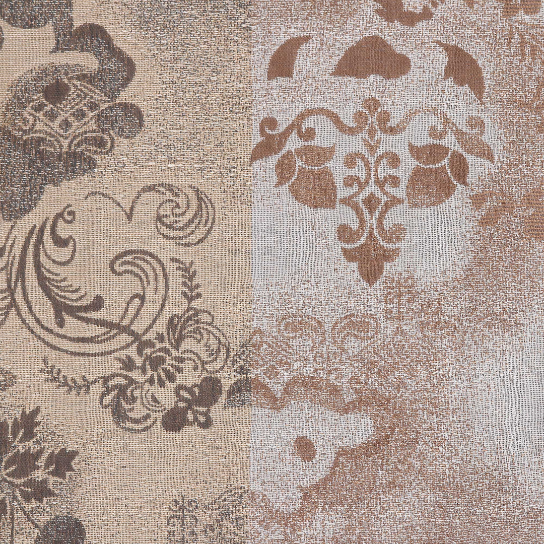 Cotton & Wool Shawl with Floral Pattern Woven in India - Sandy Charm