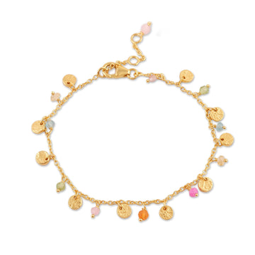18k Gold-Plated Multi Gemstone Charm Bracelet - Dancing Candies