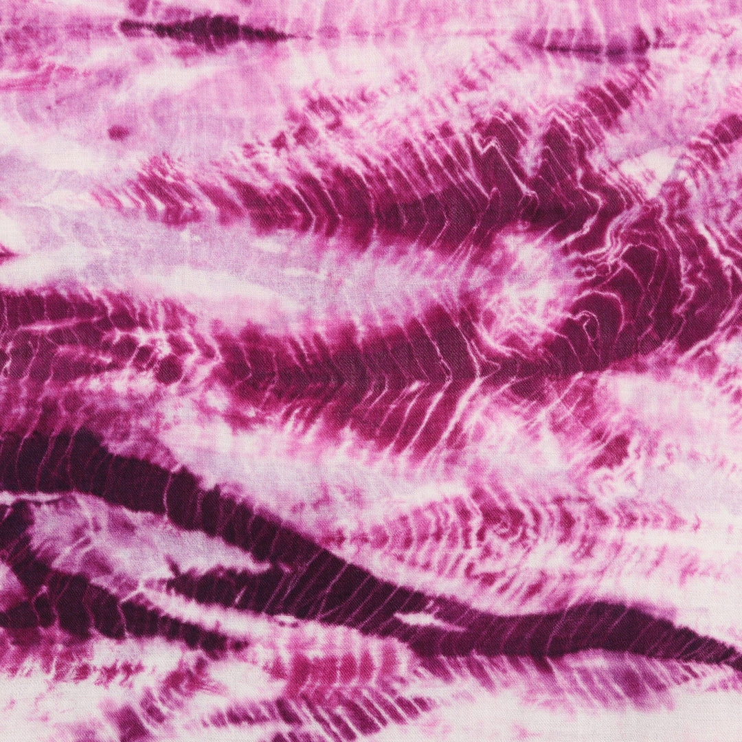 Handcrafted Shibori Tie-Dyed Wool Shawl in Purple Tones - Purple Spectacle