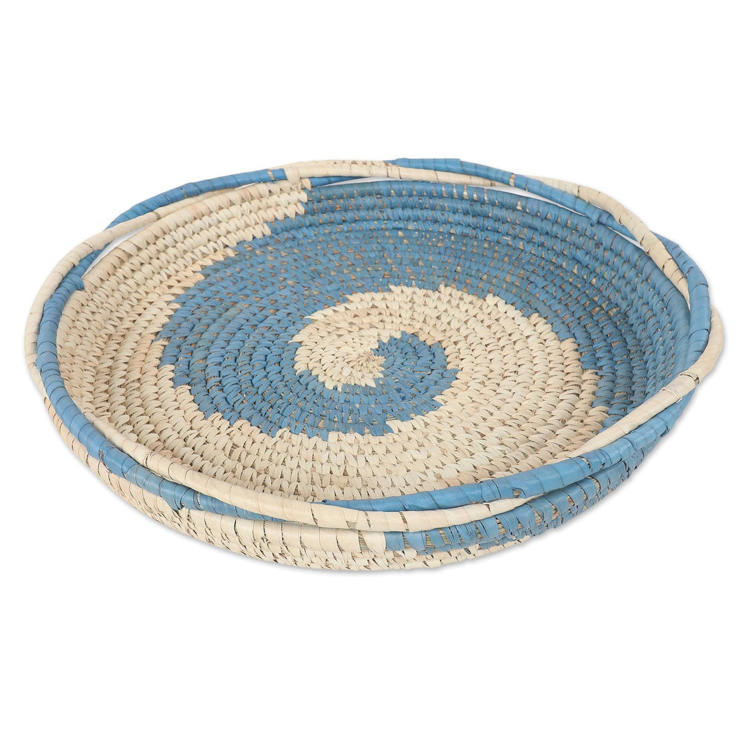 Natural Fiber Basket in Blue Handcrafted in India - Blue Appeal