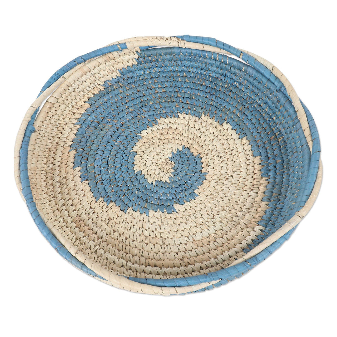 Natural Fiber Basket in Blue Handcrafted in India - Blue Appeal