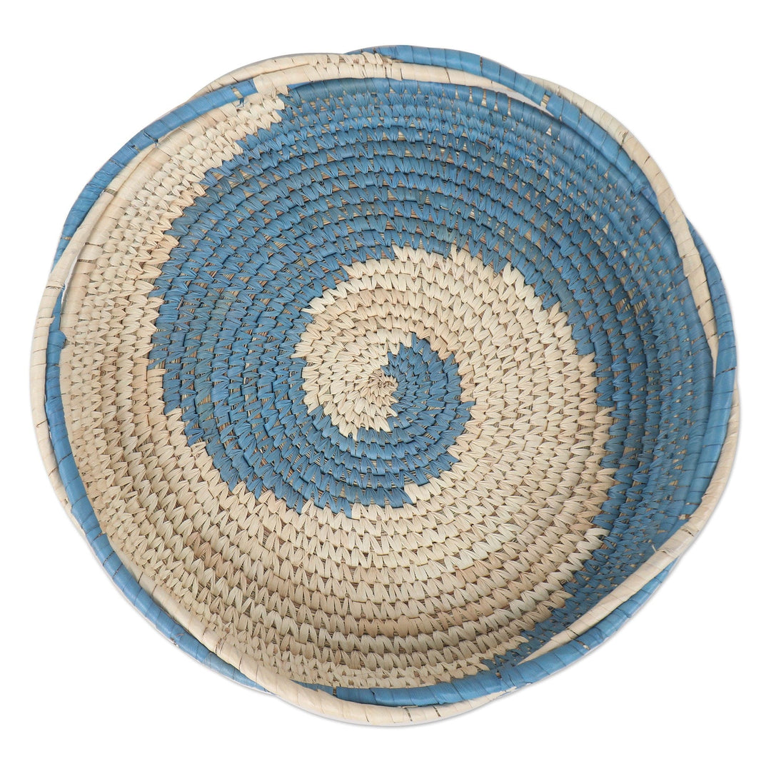 Natural Fiber Basket in Blue Handcrafted in India - Blue Appeal