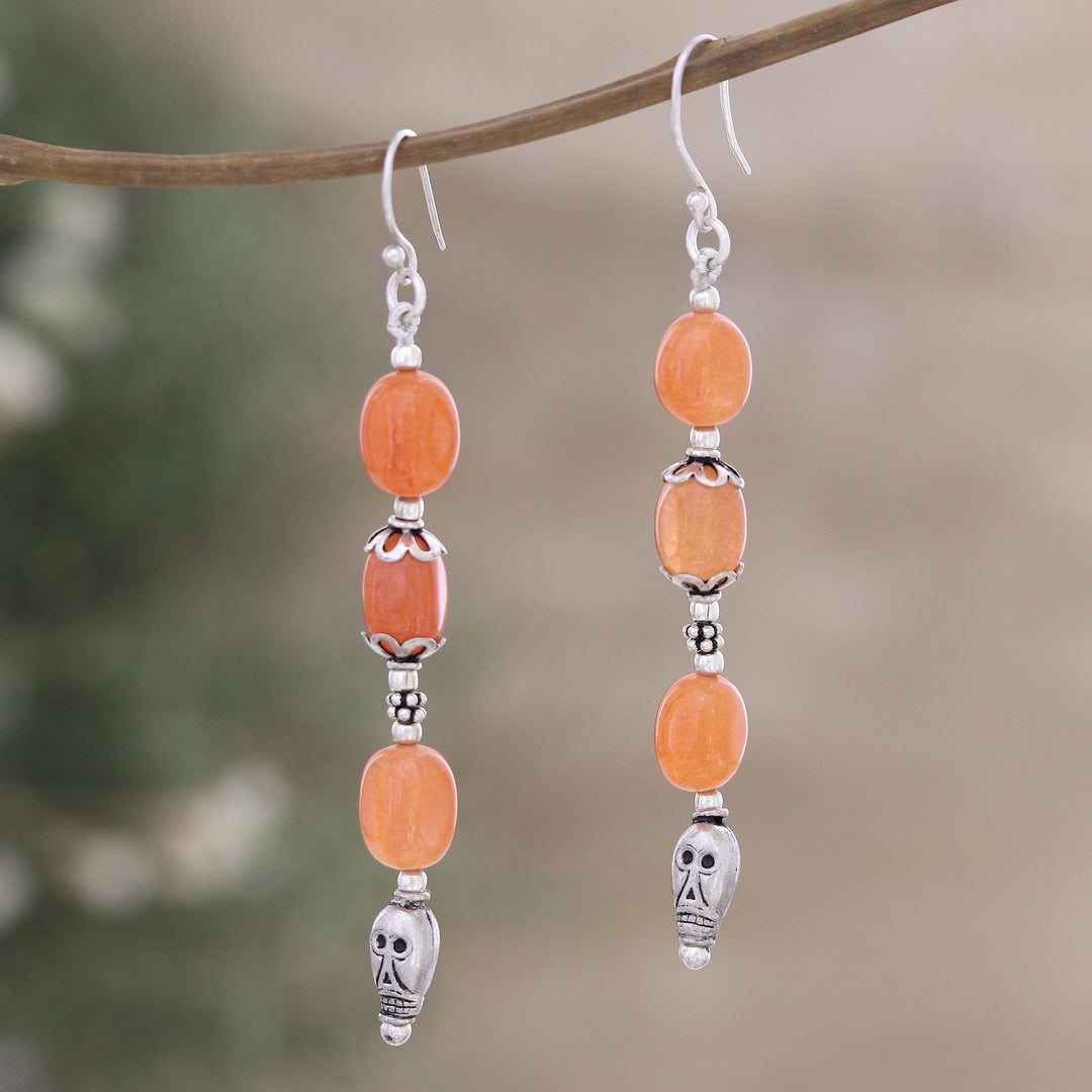Sterling Silver Dangle Earrings with Carnelian Stones - Warm Mysticism