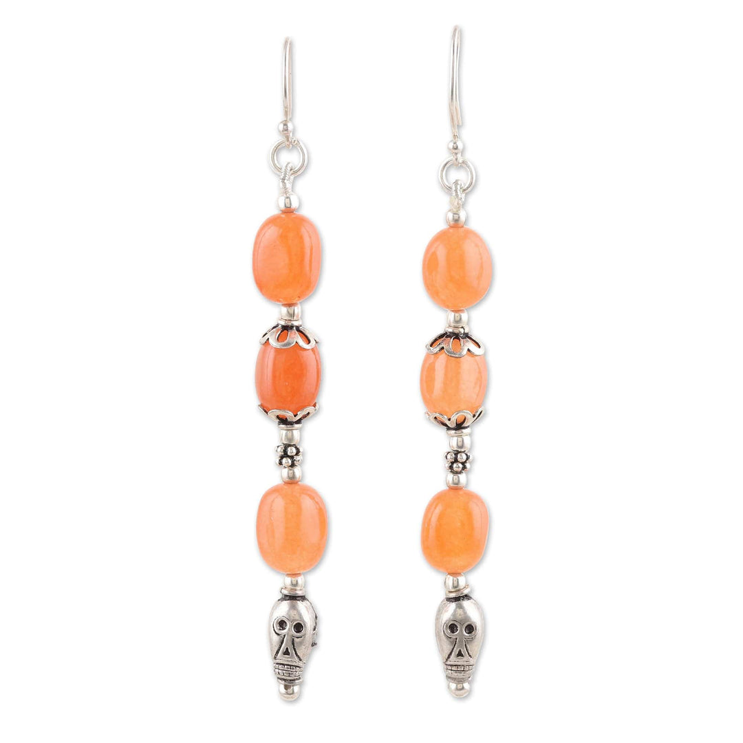 Sterling Silver Dangle Earrings with Carnelian Stones - Warm Mysticism