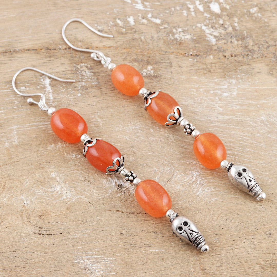 Sterling Silver Dangle Earrings with Carnelian Stones - Warm Mysticism