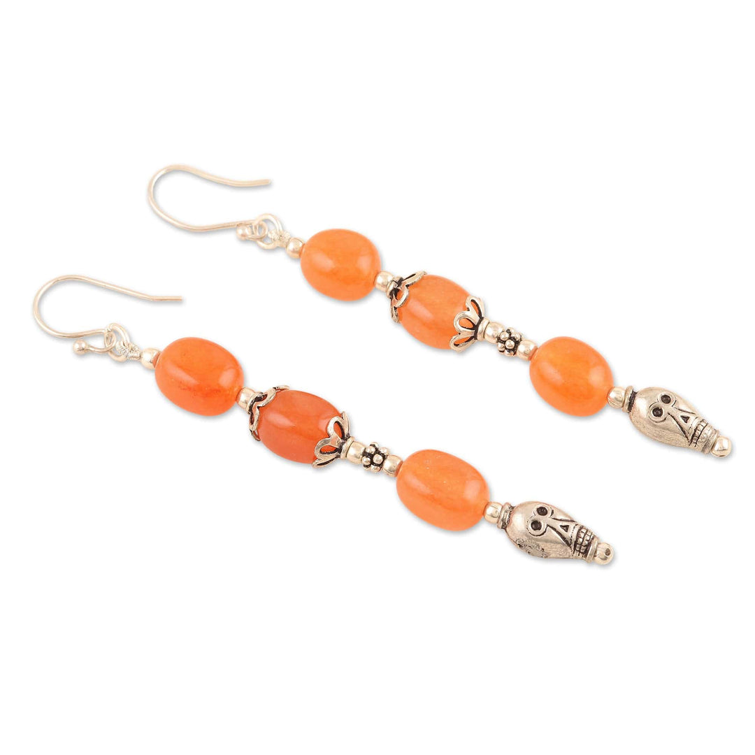 Sterling Silver Dangle Earrings with Carnelian Stones - Warm Mysticism