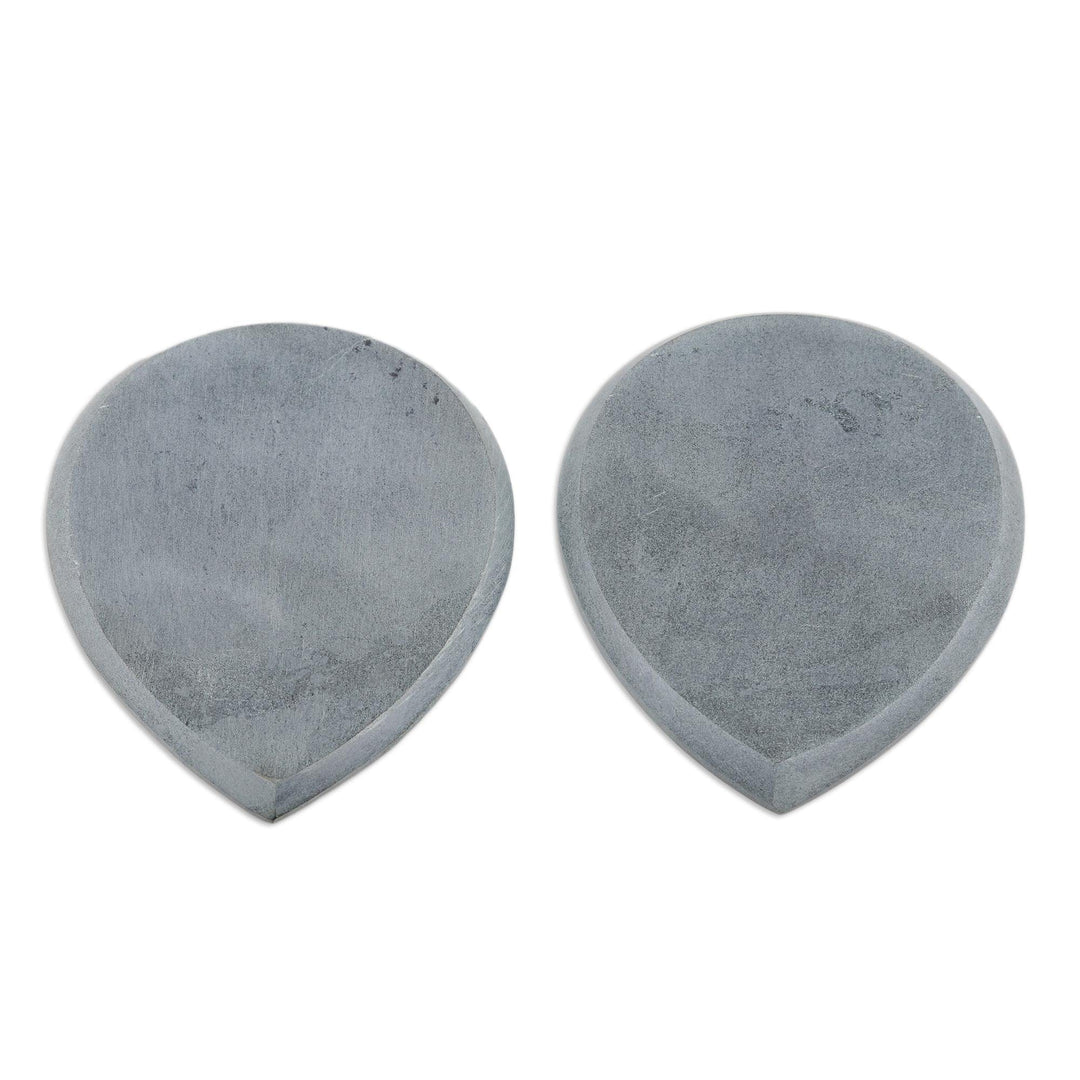Indian Handmade Pair of Soapstone Spoon Rests in Grey - Cook's Delight