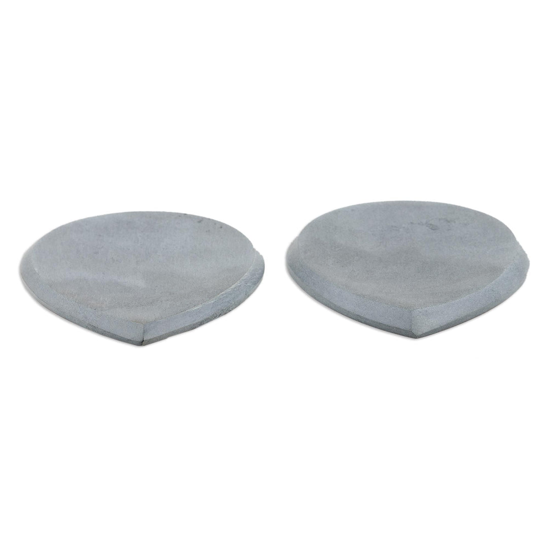 Indian Handmade Pair of Soapstone Spoon Rests in Grey - Cook's Delight