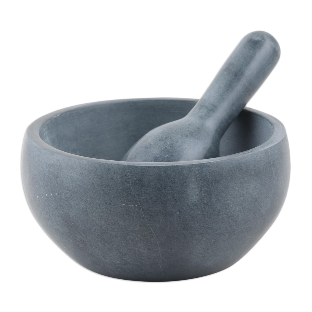 Mortar and Pestle Handmade from Natural Soapstone in India - Cooking Time