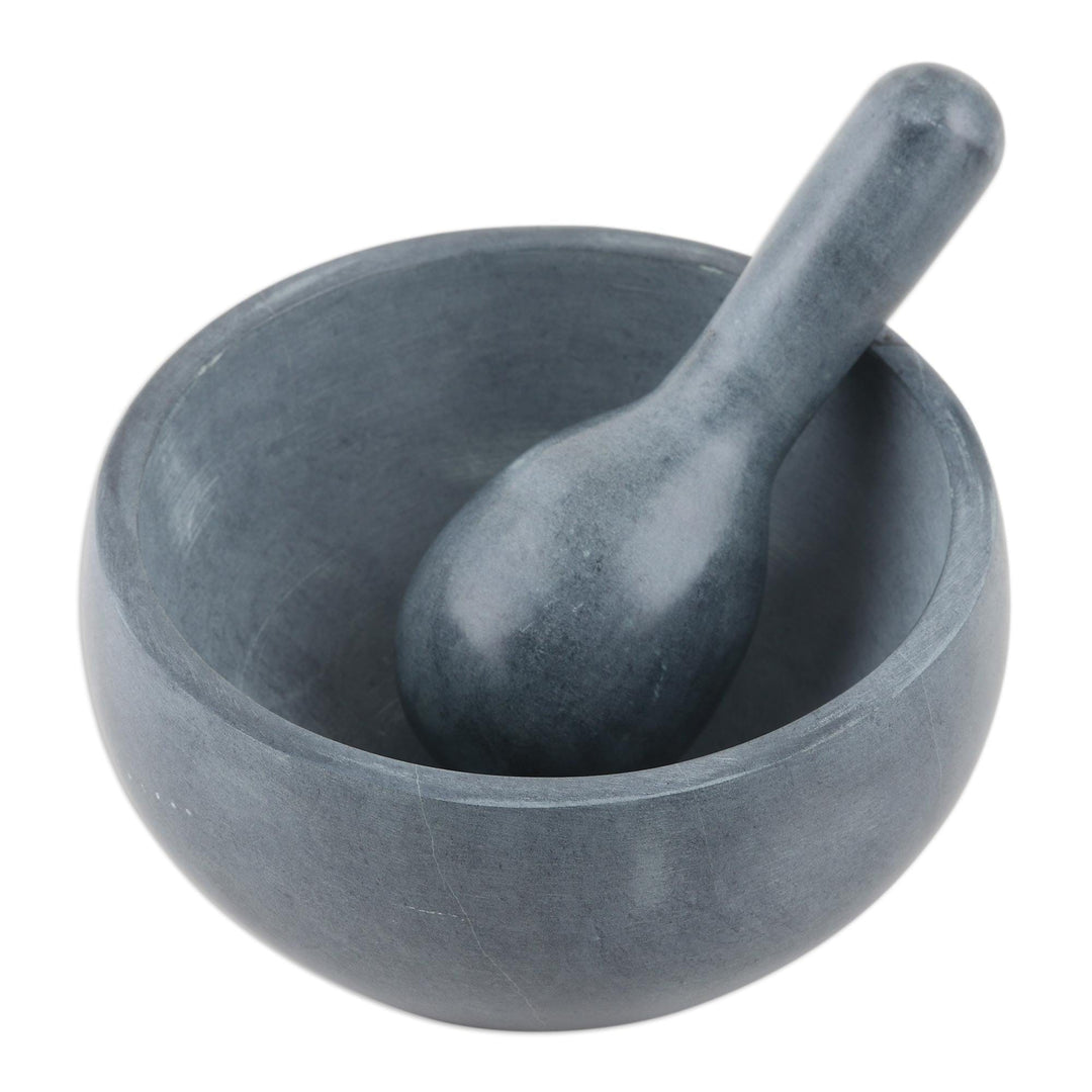 Mortar and Pestle Handmade from Natural Soapstone in India - Cooking Time