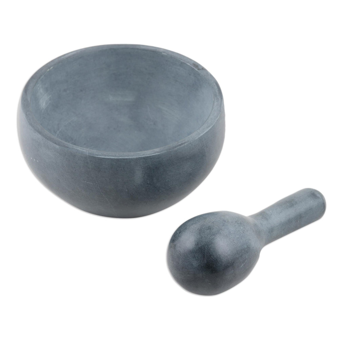 Mortar and Pestle Handmade from Natural Soapstone in India - Cooking Time