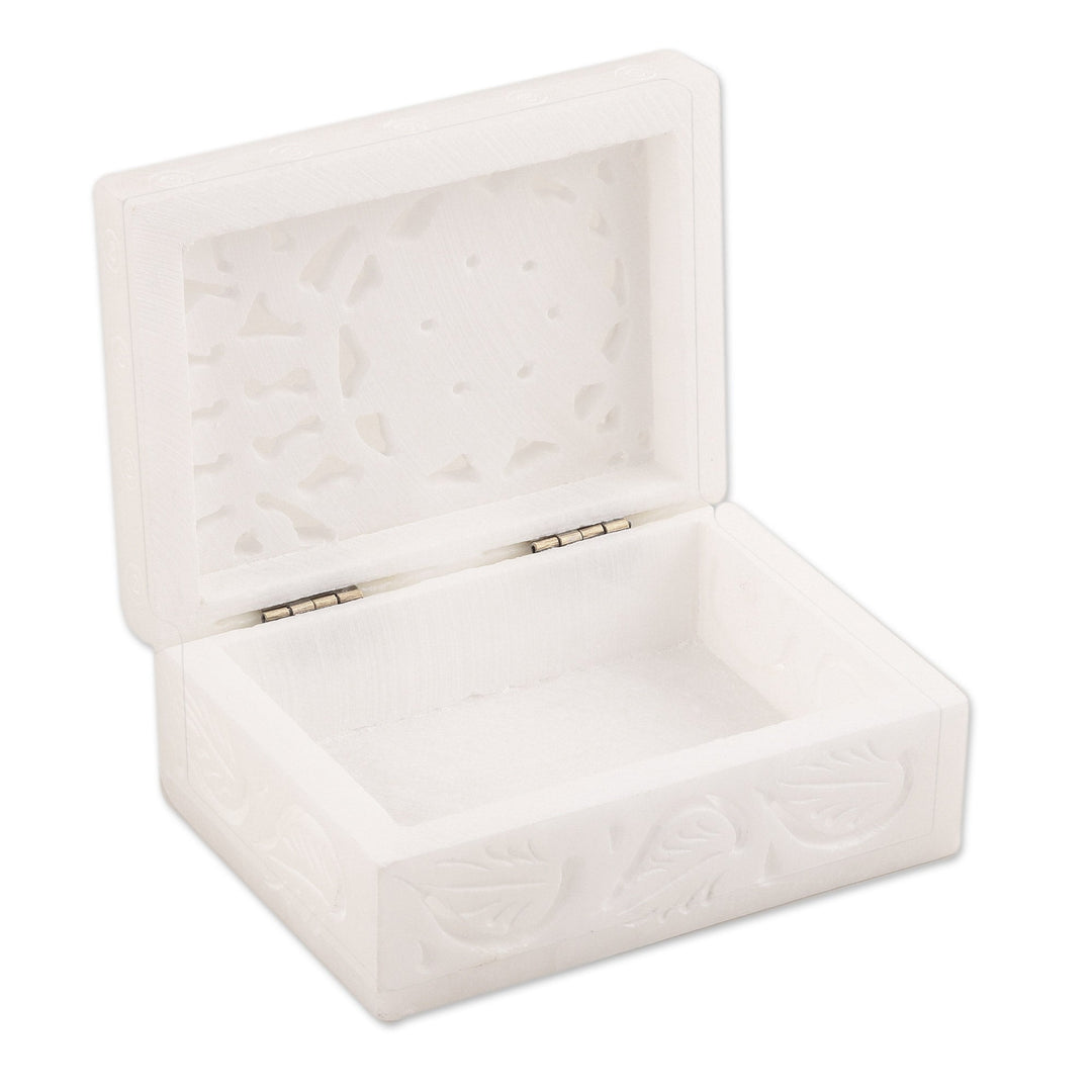 Handcrafted Alabaster Rectangular Jewelry Box from India - Blooming Customs