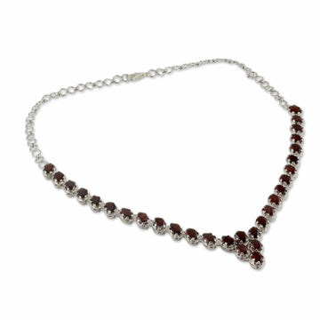 Fair Trade Garnet Choker Necklace Sterling Silver Love - Cascading Crimson