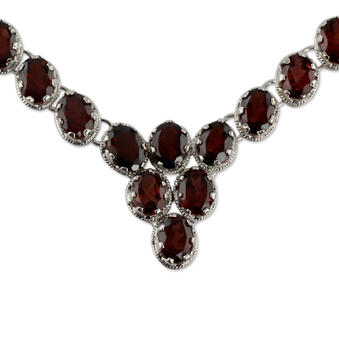 Fair Trade Garnet Choker Necklace Sterling Silver Love - Cascading Crimson