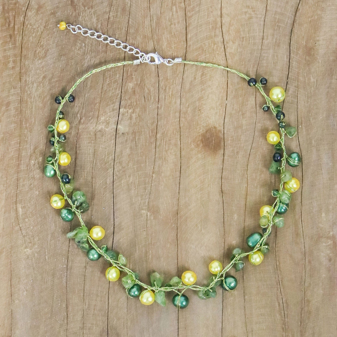 Cultured Pearl and Peridot Necklace - Tropical Elite