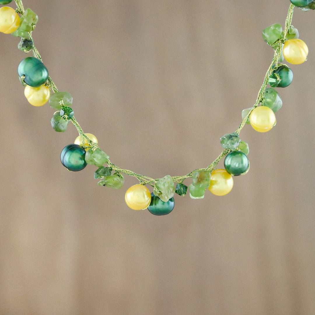 Cultured Pearl and Peridot Necklace - Tropical Elite