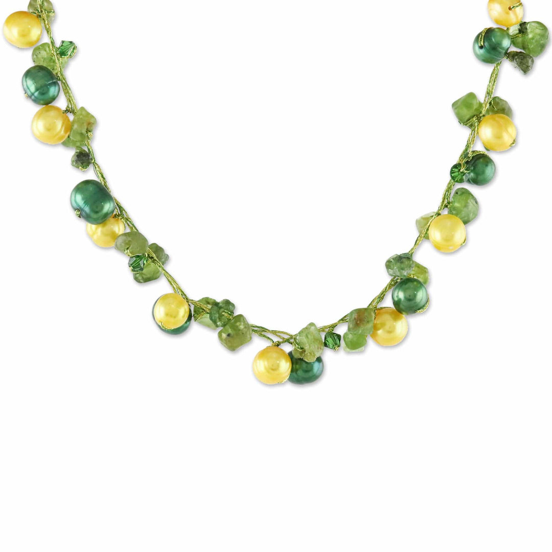 Cultured Pearl and Peridot Necklace - Tropical Elite
