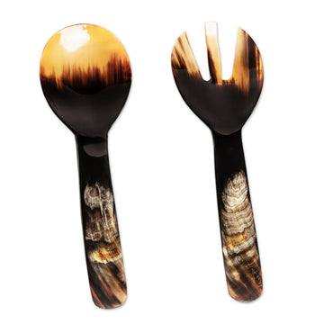 Horn Salad Servers - Set of 2 - Leogane